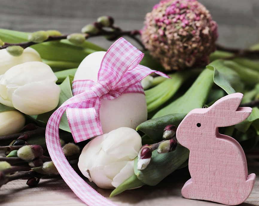 tulips and easter egg display