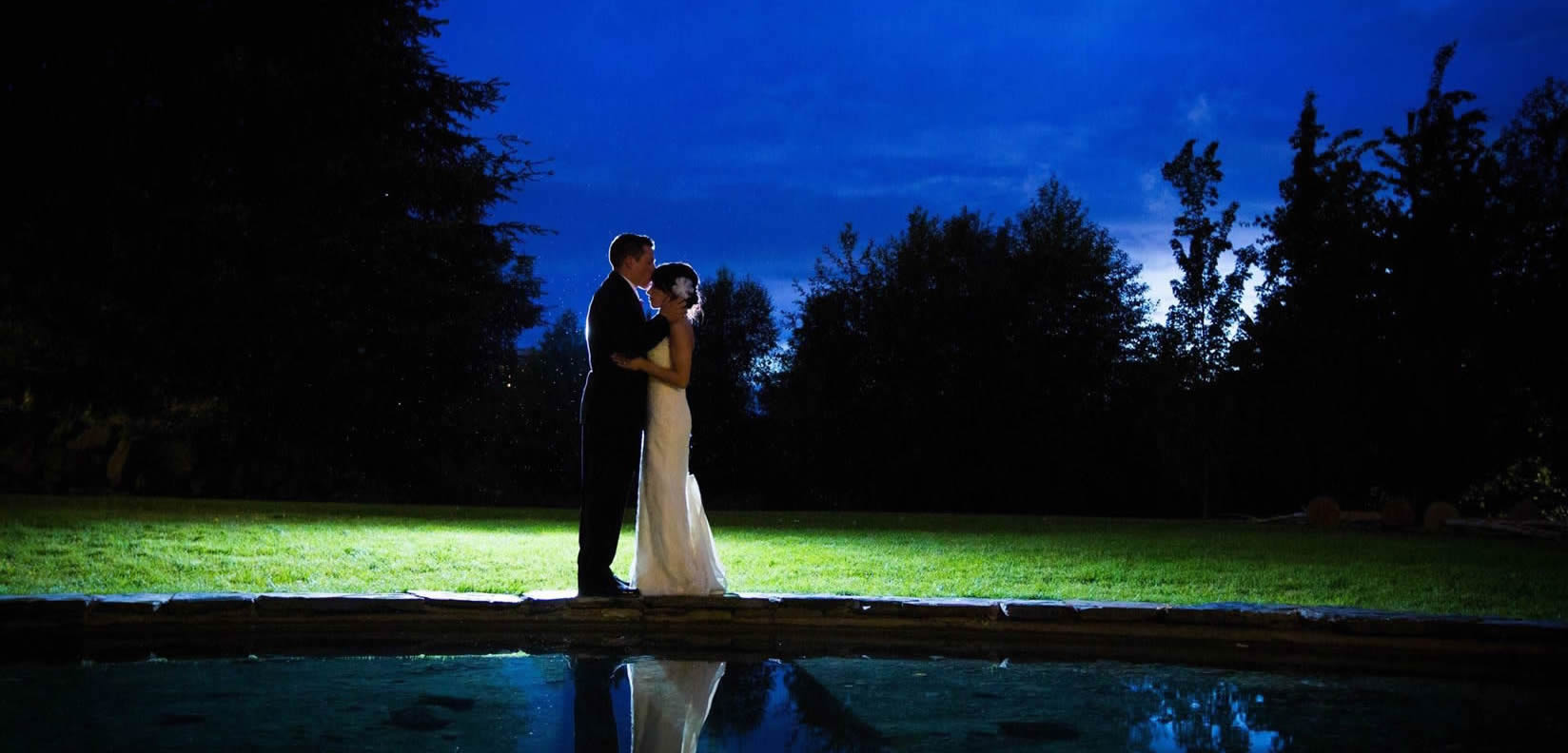 bride and groom night portrait